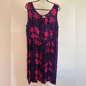 Pineapple Moon Purple Batik Turtle Midi Dress XXL
